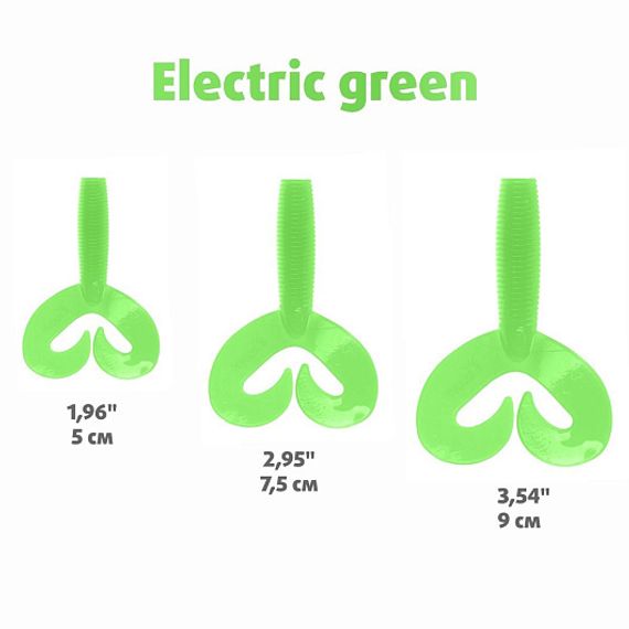 Твистер Helios Credo Double Tail 1,96&quot;/5 см Electric green 10шт. (HS-27-007)