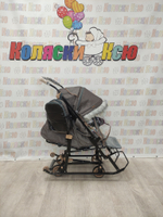 Санки-коляски Galaxy Snow Glory Gloss коричневый-серый