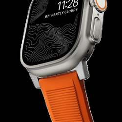 Ремешок Nomad Rugged Band для Apple Watch 42/44/45/49мм, Silver/Ultra Orange (NM01287285)