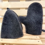 Набор банный без вышивки серый «Классика» 2 предмета (шапка, варежка) (евро)