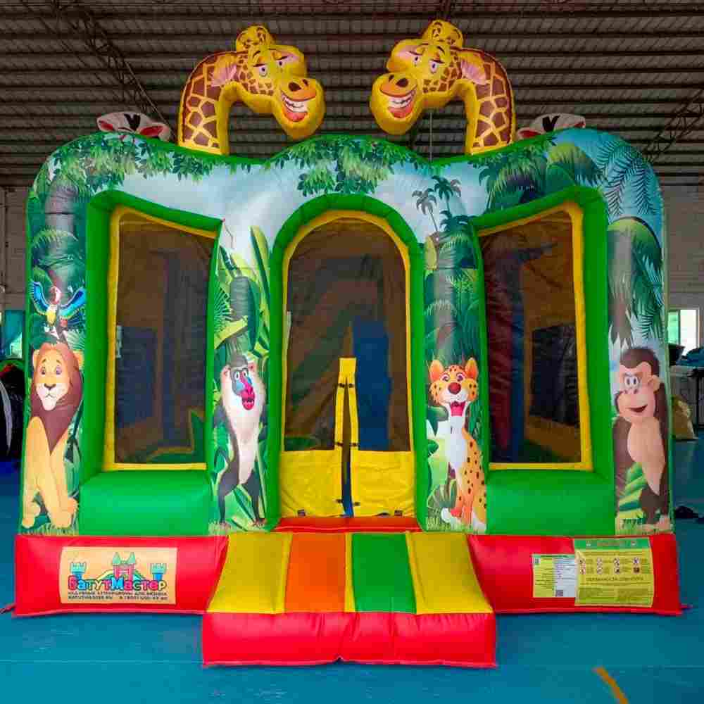 Коммерческий надувной батут "Законы джунглей", 6x4x3.8 м