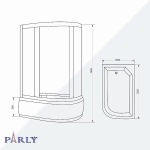 Душевой уголок Parly ZFM1201B 120x80 профиль черный матовый/стекло матовое