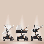 Коляска для новорожденных 3в1 Aulon Ab-906, автолюлька/черная экокожа