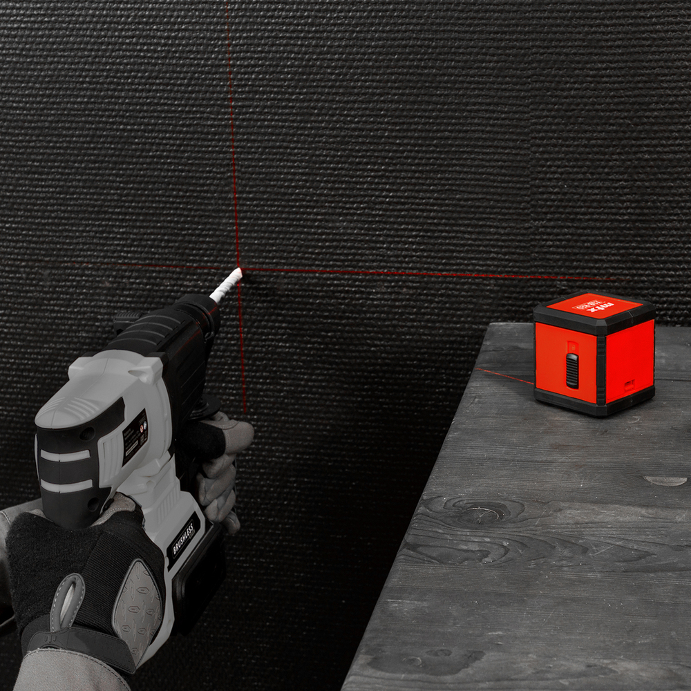 Лазерный уровень XQB RED Basic SET, 10 м, красный луч, батарейки, резьба 1/4" MTX