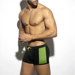 Черные мужские плавки-боксеры с принтованными вставками по бокам (Размер: M) (Цвет: черный)