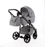 Детская универсальная коляска Adamex NOLA Natura MOON-9 (2в1) - Светло-серая ткань, светло-серая экокожи