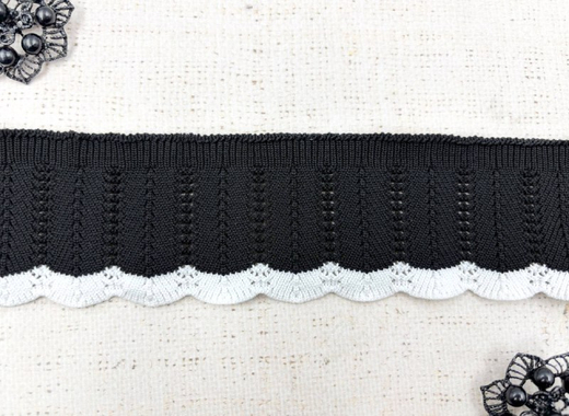 Подвязы трикотажные, ш. 6,5 см, L 145 см, черный с белым