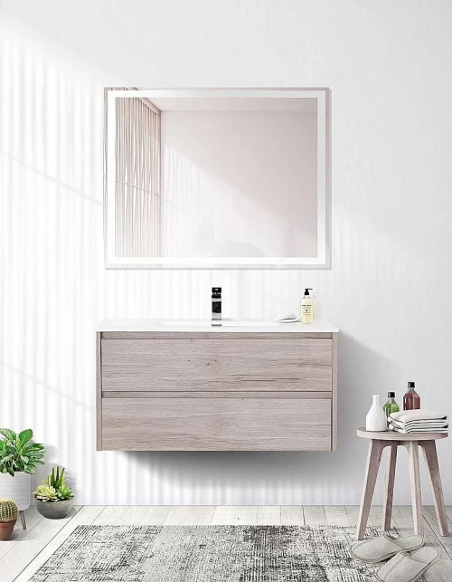 Тумба с раковиной BelBagno KRAFT 100 2C-SO/LOV-1000-LVB Rovere Galifax Bianco