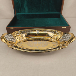 Конфетница/Фруктовница "Золотая сказка" златоустовская гравюра