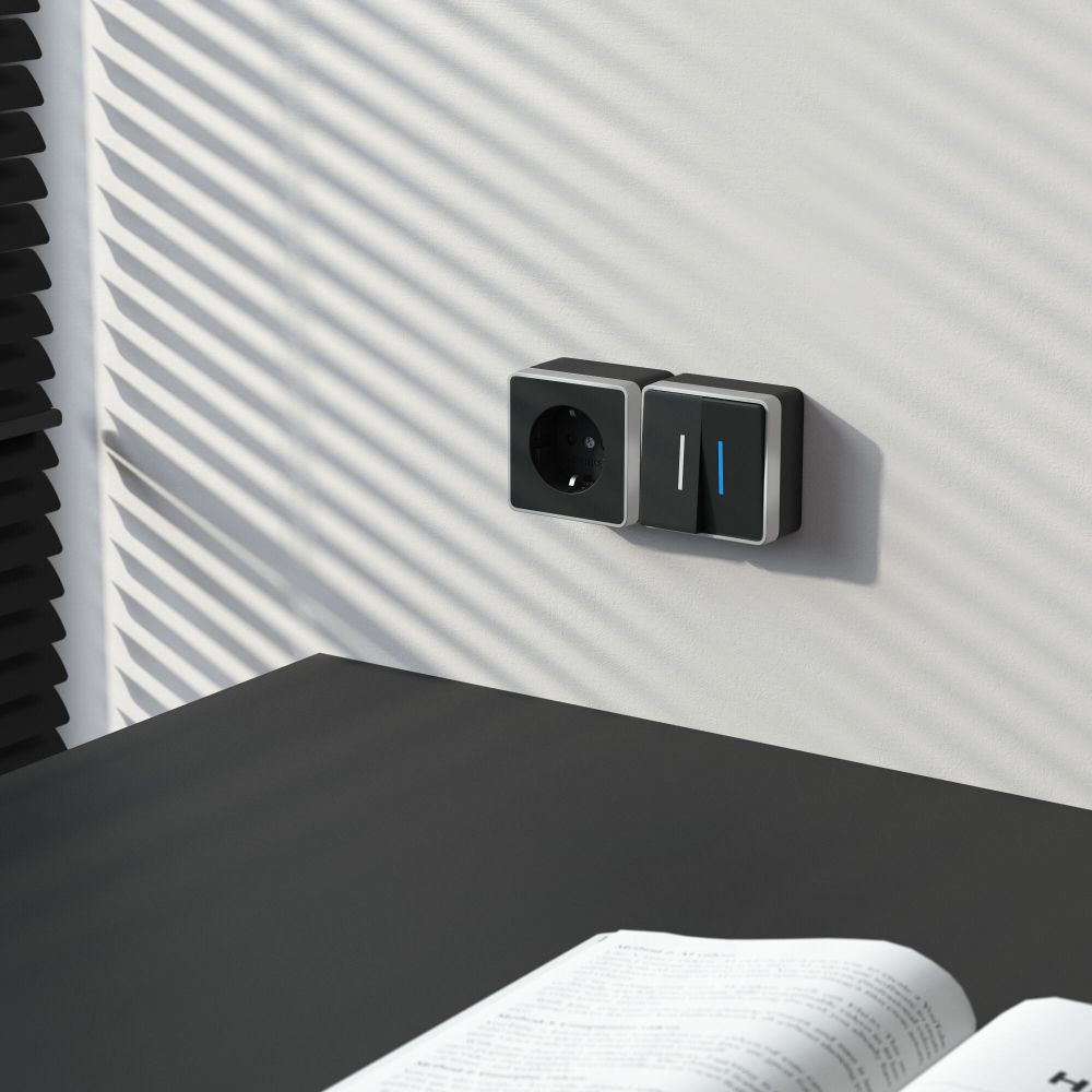 Выключатель двухклавишный с подсветкой Gallant черный с серебром W5020134 W5020134