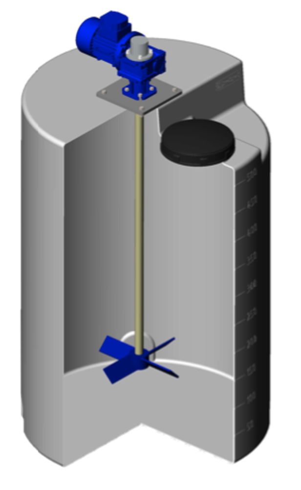 Емкость дозировочная 500 белый с лопастной мешалкой ЭкоПром Дозировочные 500 л. вертикальная цилиндрическая (800x800x1410см;30,8кг;Белый) - арт.557161