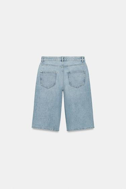 ZARA ДЖИНСОВЫЕ ШОРТЫ БЕРМУДЫ СО СРЕДНЕЙ ПОСАДКОЙ — ZW COLLECTION, ГОЛУБОЙ