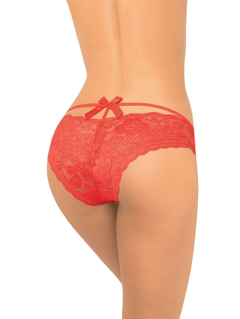 Оригинальные трусики-слипы с атласным бантом сзади (Размер: S) (Цвет: красный)