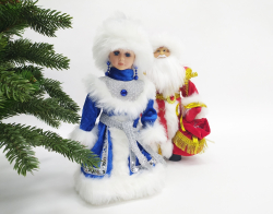 Снегурочка в голубой с серебром шубе и шапке 30см Triumph Nord