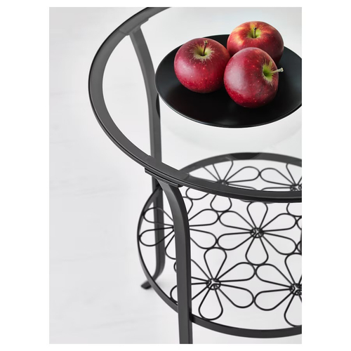 КЛИНГСБО KLINGSBO Столик 49х62 см, черное/прозрачное стекло