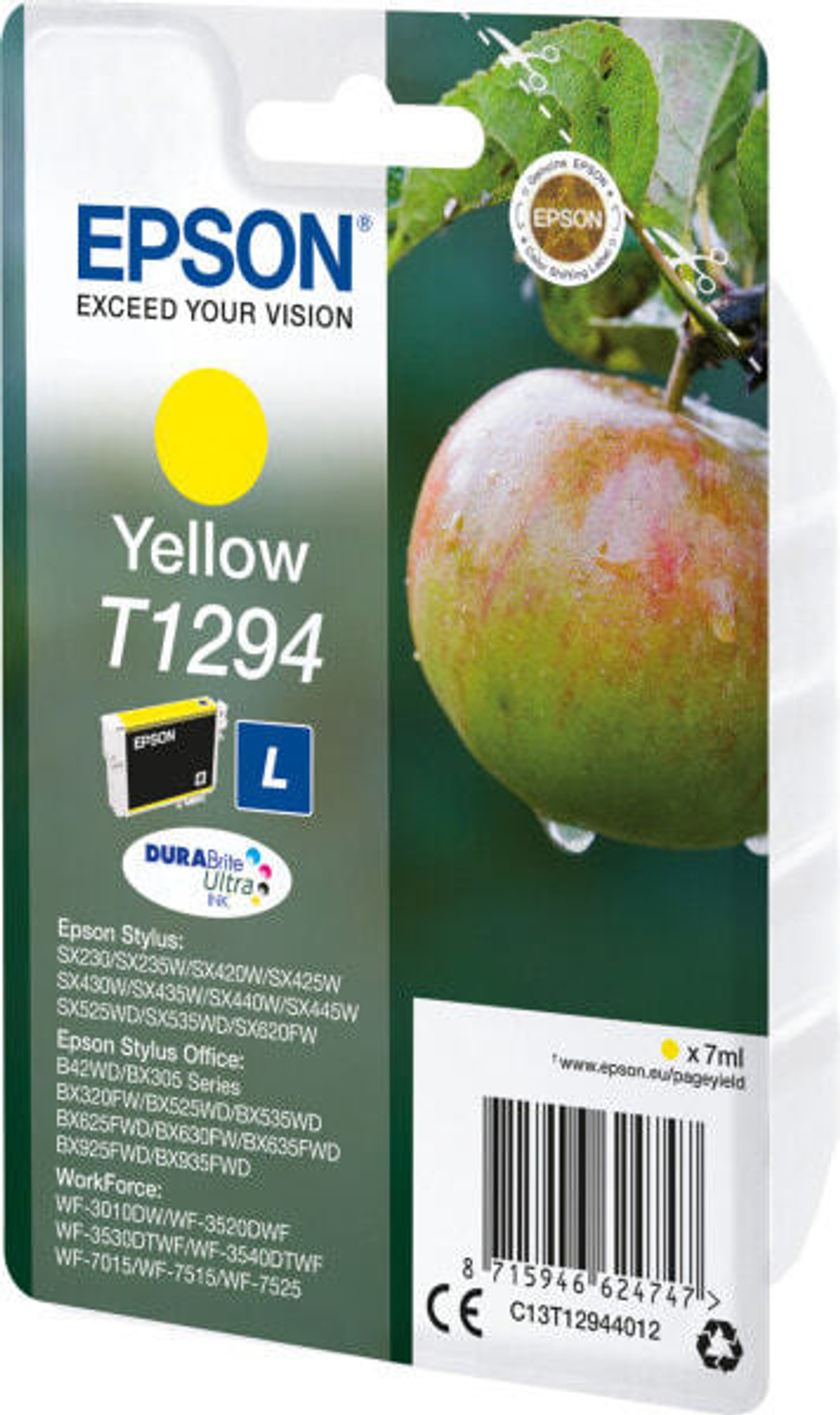 Картридж струйный желтый 1 шт Epson T1294 C13T12944022