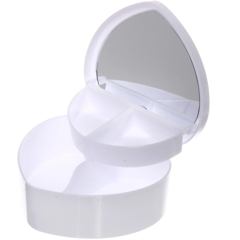 Шкатулка пластиковая с зеркалом «KiKi HAUS», сердце, цвет белый, 13.5*11.5*5.5см