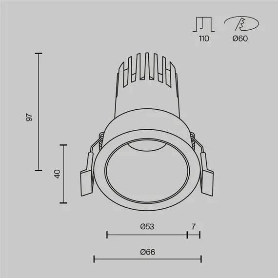 Встраиваемый светильник Омут+ / Dip 10 Вт 3000 К 50° Technical dl116-10w-3k-b