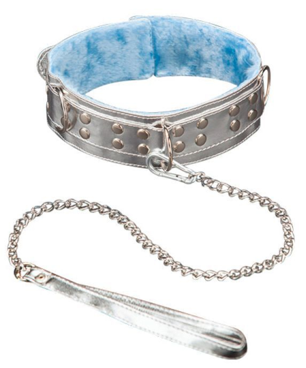 Серебристый ошейник из искусственной кожи (Цвет: серебро)