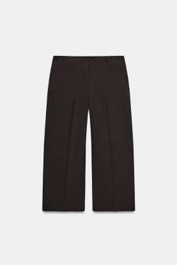 ZARA УКОРОЧЕННЫЕ БРЮКИ — ZW COLLECTION, КОРИЧНЕВЫЙ