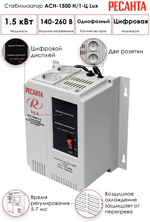 Стабилизатор напряжения Ресанта LUX АСН-1500Н/1-Ц