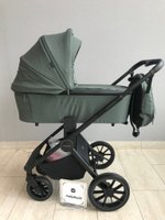 Коляска детская Peppy Monaco 2 в 1 Oliva Green (зеленый), рама черная