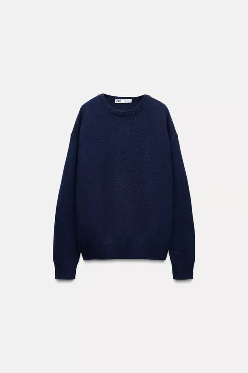 ZARA ОДНОТОННЫЙ СВИТЕР ИЗ 100% КАШЕМИРА, МОРСКОЙ СИНИЙ