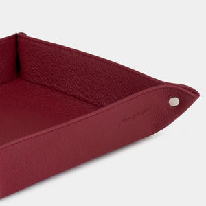 Лоток для мелочей из натуральной кожи теленка, вишневого цвета