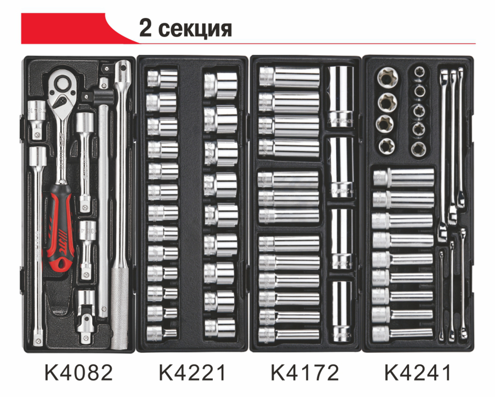 Тележка инструментальная 7 секций (JTC-3931) с набором инструментов 344 предмета JTC