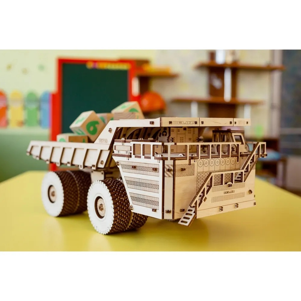 Белаз 75710 от Eco Wood Art - Деревянный конструктор, 3D пазл, Сборная механическая модель