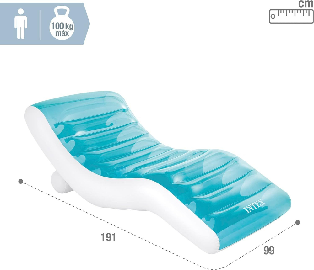 Надувной матрас шезлонг для плавания Intex 56874 Splash Lounge 191х99 см до 100 кг с подстаканником и ручками