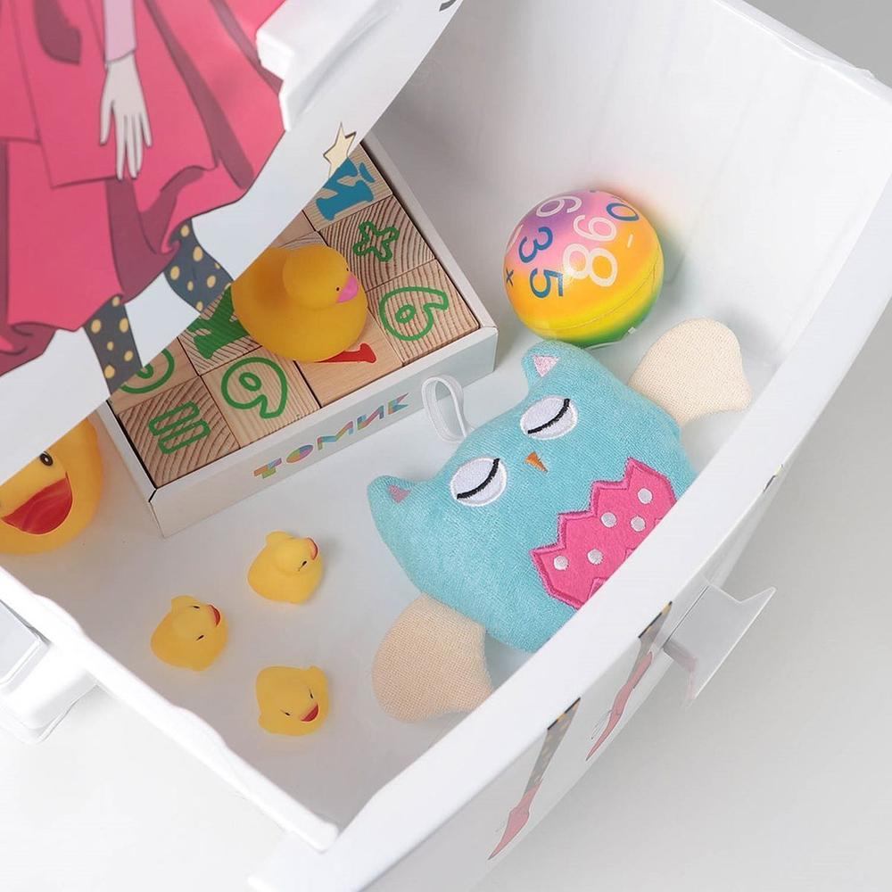 Комод детский 4 ящика, Красотка, 38х47х98 см, бел, Росспласт, РП-451