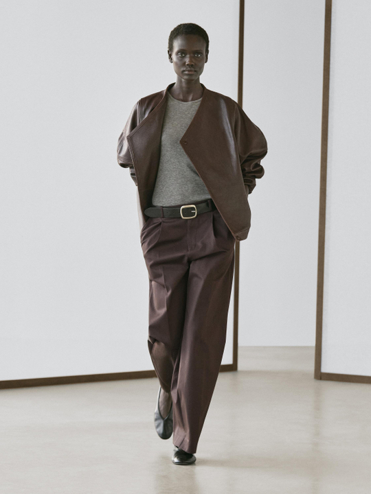 Massimo Dutti Хлопковые брюки с вытачками, шоколадный