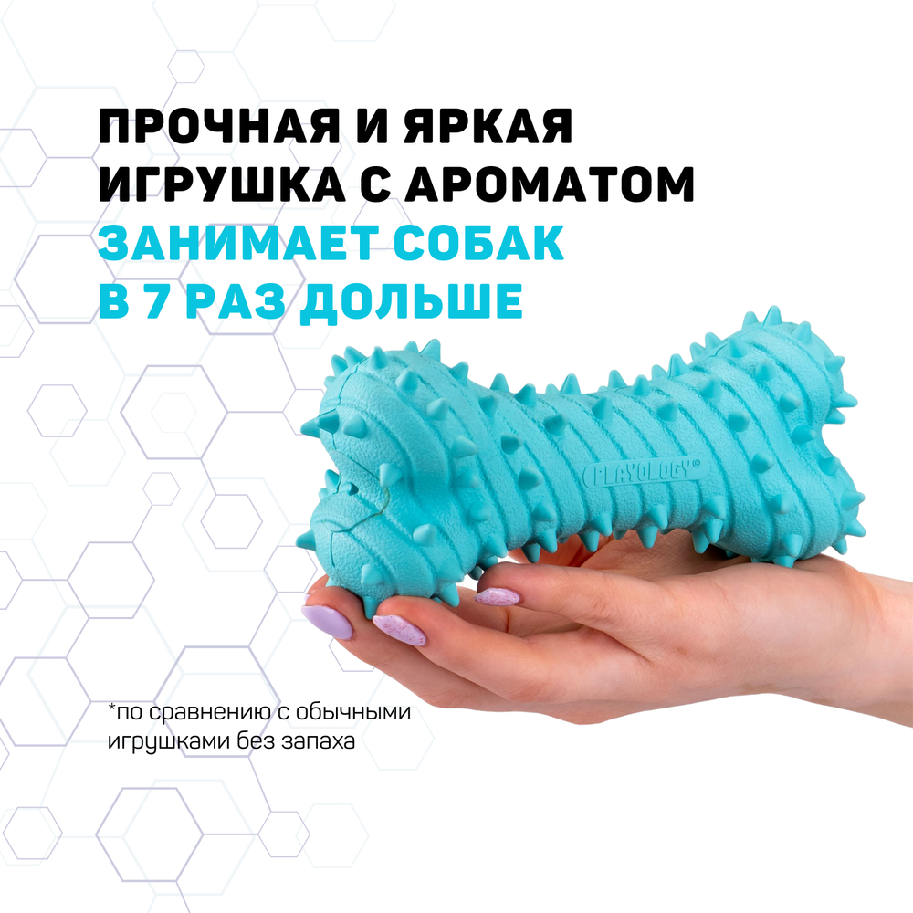 Playology дентальная жевательная косточка PUPPY TEETHING BONE для щенков 4-8 месяцев с ароматом арахиса, цвет голубой