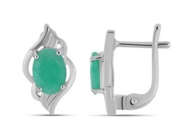 Серьги из серебра с изумрудом