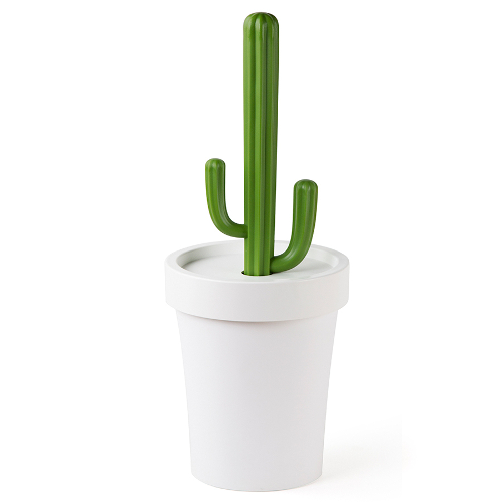 Контейнер для мусора Cactrash, белый с зеленым Qualy