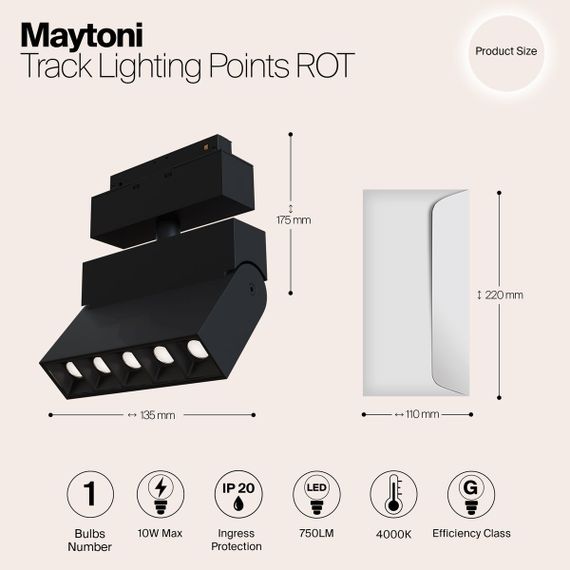 Трековый светодиодный светильник для магнитного шинопровода Maytoni Track lamps TR015-2-10W4K-B