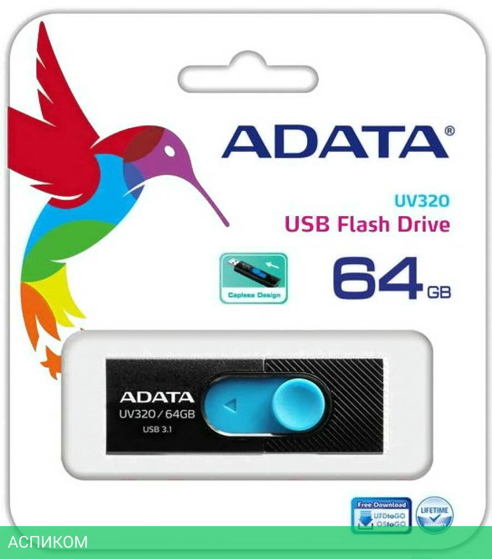USB Flash-накопитель A-Data AUV320-64G-RBKBL 64Gb Black/Blue