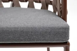 "Диего" стул плетеный из роупа, каркас из стали коричневый (RAL8016) муар, роуп коричневый круглый, ткань темно-серая 027