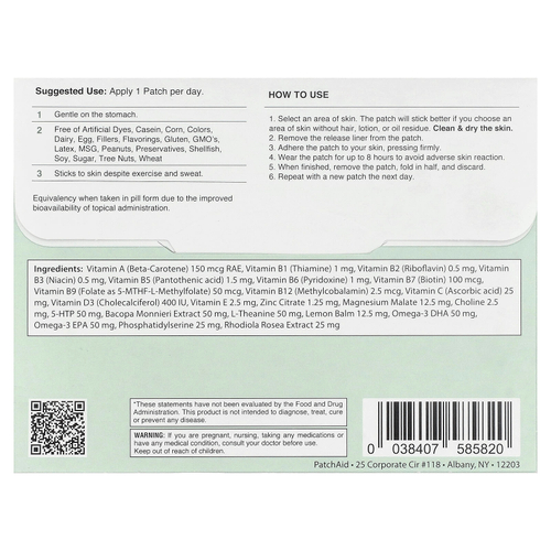 PatchAid, детский патч для концентрации внимания и ясности ума, 30 патчей