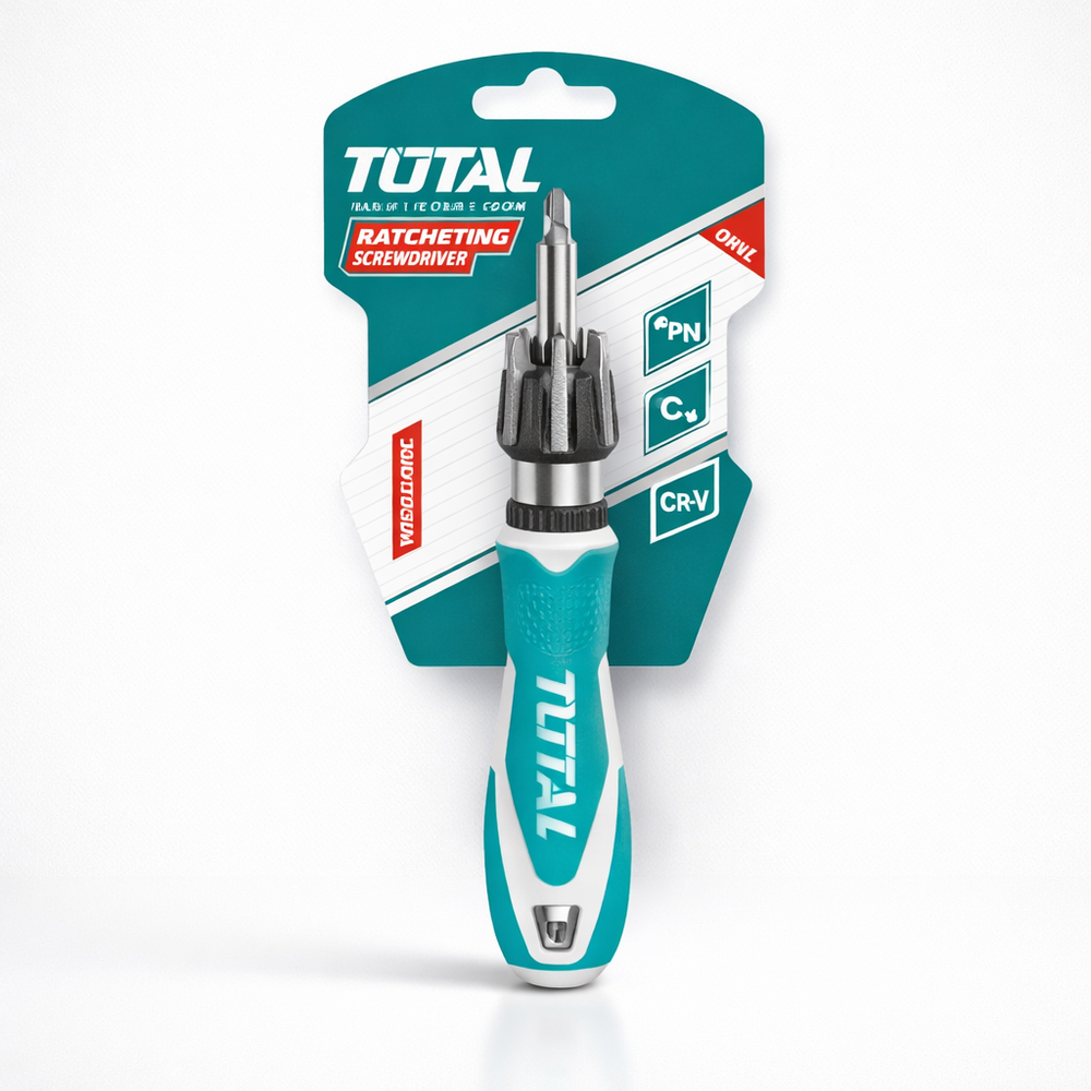 Отвёртка трещёточная с битами 8 шт ТОТАL