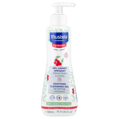Mustela, Успокаивающий очищающий гель с лимонником, без отдушек, 300 мл (10,14 жидк. унц.)
