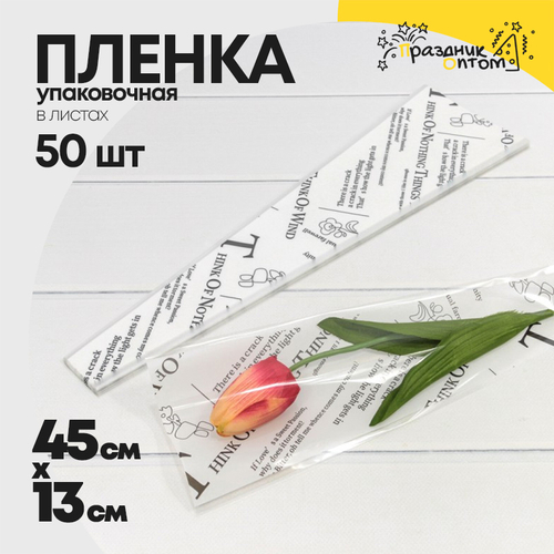 Пленка В листах 50 шт 12.5 х 4 х 45 см "Конус для цветов" (Белый)