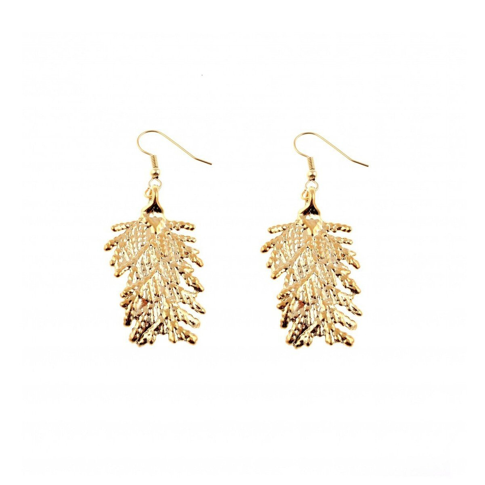 Серьги листья Ester Bijoux Тис LF28C-G BR