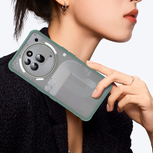 Усиленный чехол для Nothing Phone 3a Pro, зеленые рамки с матовой прозрачной крышкой