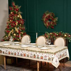 СКАТЕРТЬ "ЩЕЛКУНЧИК" 140Х300СМ БЕЖЕВЫЙ ,100%ХЛОПОК ,ТВИЛ