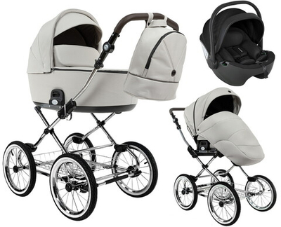Детская коляска Roan Bass Next Classic d14 2.0 3 в 1 с автокреслом Pituso Baesa Pro Black BSNC/94/2 Marzipan/Black/руч.Cappuccino
