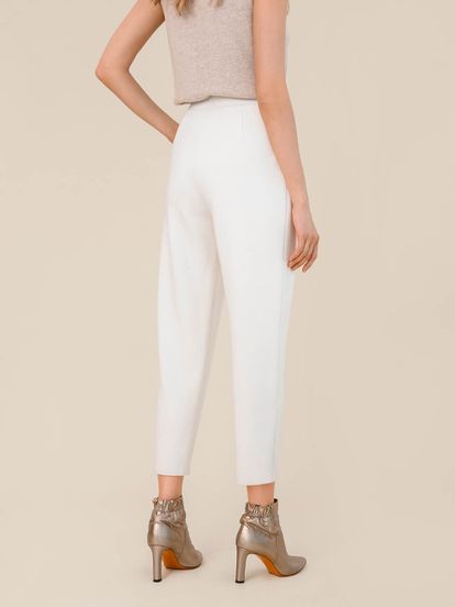Женские брюки молочного цвета из 100% шерсти - фото 3