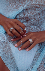 Кольцо «Мозаик» с овальным голубым топазом и сердечком белый циркон