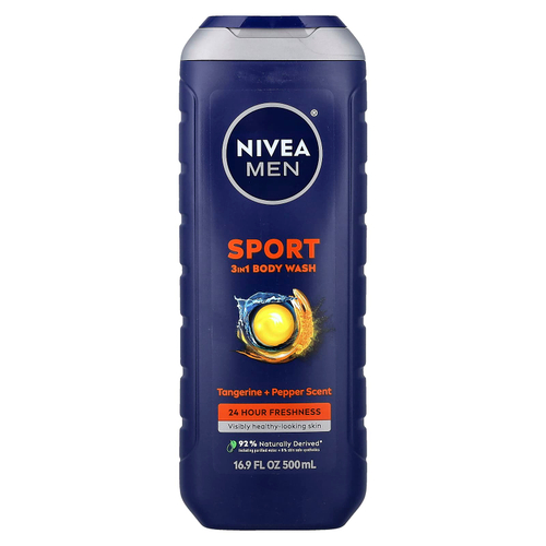 Nivea, Men, Sport, гель для душа 3 в 1, мандарин и перец, 500 мл (16,9 жидк. унции)